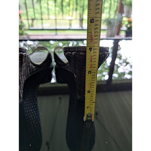 BCBG Paris Shoe Women's Sz 9.5/39.5 Brown Crocodile Pattern Wood Woven Wedge - Picture 6 of 12